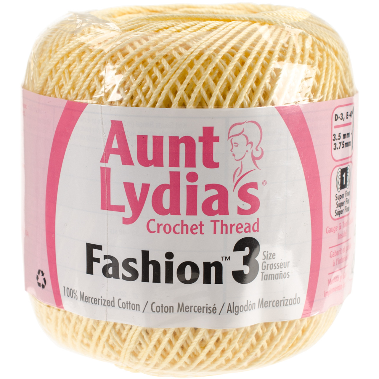 3 Pack Aunt Lydia's Fashion Crochet Thread Size 3-Maize 182-423